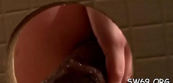  Chick slimed by big fake dick
